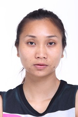 Asian Woman before make up hair style. no retouch, fresh face