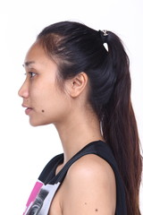 Asian Woman before make up hair style. no retouch, fresh face