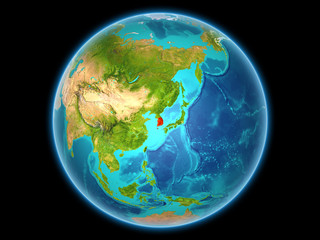 Fototapeta na wymiar South Korea on planet Earth