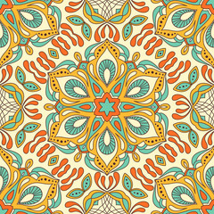 Hand drawn ornamental seamless pattern. Vector Illustration