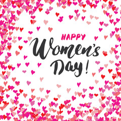 Happy Women's Day greeting card Hand lettering. Holiday grunge textured retro design vector illustration