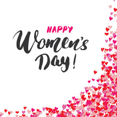 Happy Women's Day greeting card Hand lettering. Holiday grunge textured retro design vector illustration