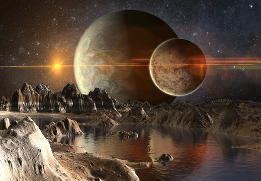 3D Rendered Fantasy Alien Planet - 3D Illustration