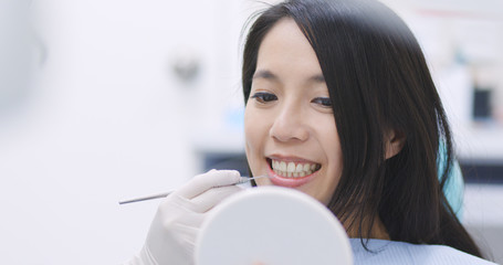 Patient undergo check up of teeth