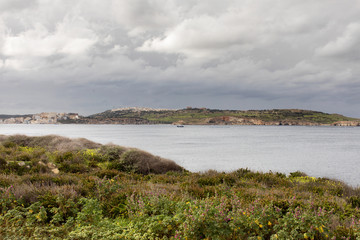 Fototapeta na wymiar Scenic view of St. Paul’s island seen from San Pawl, Malta