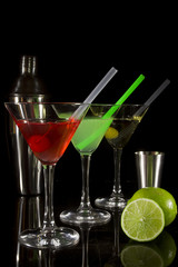 Collection of colorful cocktails