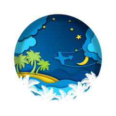 A trip weekend with the family. Vector paper art