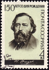USSR - CIRCA 1963: stamp printed in USSR shows portrait of Ogarev - Russian Writers and Poets, circa 1963