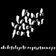 Handdrawn dry brush font. Modern brush lettering. Grunge style alphabet. Vector illustration.