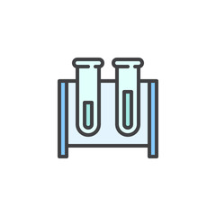 Test tubes filled outline icon, line vector sign, linear colorful pictogram isolated on white. Chemistry symbol, logo illustration. Pixel perfect vector graphics