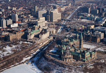 Fototapeta premium Downtown Ottawa aerial view
