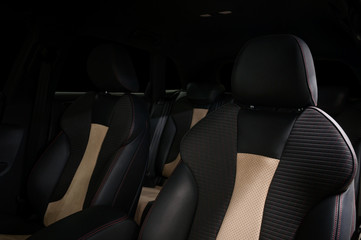 Fototapeta premium Leather seats in modern car . Interior detail.