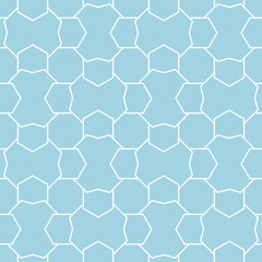 Navy blue and white geometric ornament. Seamless pattern