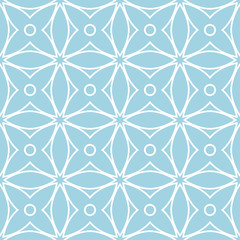 Fototapeta premium Navy blue and white geometric ornament. Seamless pattern