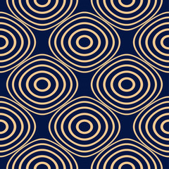 Golden blue geometric ornament. Seamless pattern
