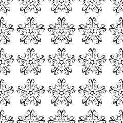 Fototapeta na wymiar Black floral seamless pattern on white background