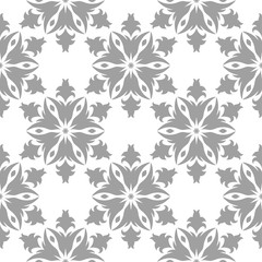 Gray floral seamless design on white background