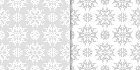 Light gray and white floral seamless ornaments