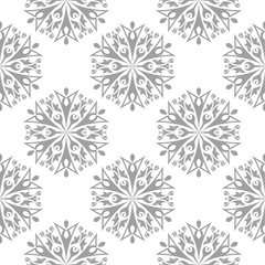 Gray floral seamless pattern on white background