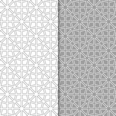 Gray and white geometric set of seamless patterns