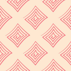 Pink and beige geometric ornament. Seamless pattern