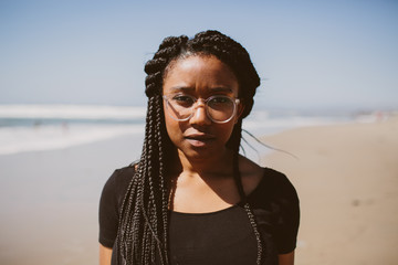 african american woman at the beach