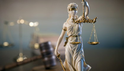 Obraz premium Law and Justice concept. Old Library