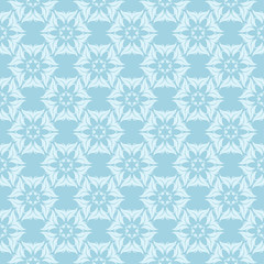 White floral seamless pattern on blue background