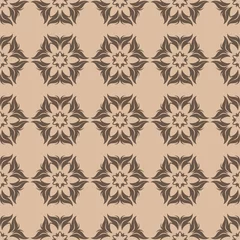 Tafelkleed Brown floral seamless pattern on beige background © Liudmyla