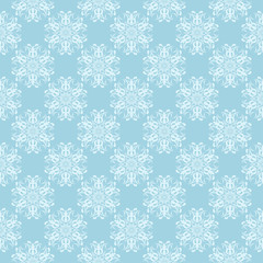 White floral seamless pattern on blue background