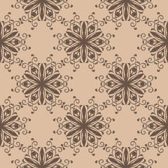 Brown and beige floral seamless pattern