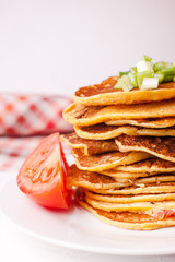 Fried pancakes or pancakes are stacked - appetizing appetizer for pancake week