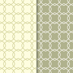 Fototapeta premium Olive green geometric ornaments. Set of seamless patterns