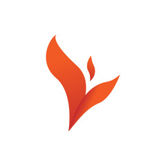 Flame Winged Leaf Shape Symbol Design