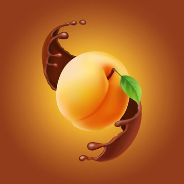 Ripe Fuit yellow ripe apricot, splash of brown chocolate