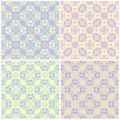 Set of faded colored seamless backgrounds with floral patterns