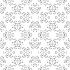 Gray floral ornamental design on white. Seamless backround