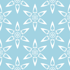 Fototapeta premium White floral seamless pattern on blue background