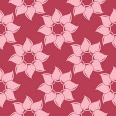 Floral seamless pattern on red background