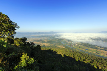 Landscape from Beautiful View Mekong River at Wat Pha Tak Suea in Nongkhai, Thailand