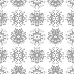 Gray floral seamless pattern on white background