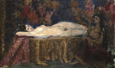 oil painting, portrait nude