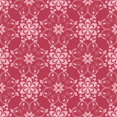 Red floral seamless background. Ornamental pattern