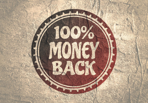 Abstract stamp. Graphic design element. Distressed grunge texture. 100 percent money back text