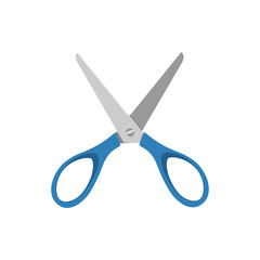 Blue very open scissors on a white background