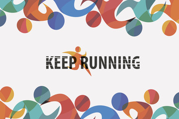 running people set of stylized icons and silhouettes, sport and activity  background