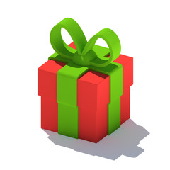 3D Red Gift Box on isolated white background