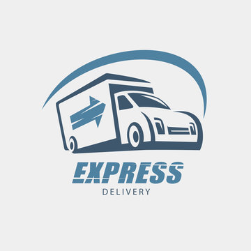 delivery and shipping service logo template, minivan stylized symbol