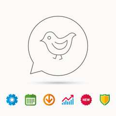 Bird icon. Chick with beak sign.