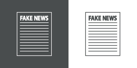 Icono plano FAKE NEWS en papel en gris y blanco